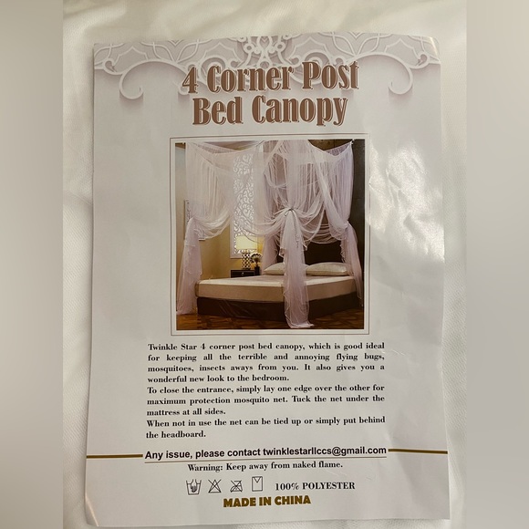 Twinkle Star 4 Corner Post Bed Canopy for full, queen or king bed - Picture 1 of 3